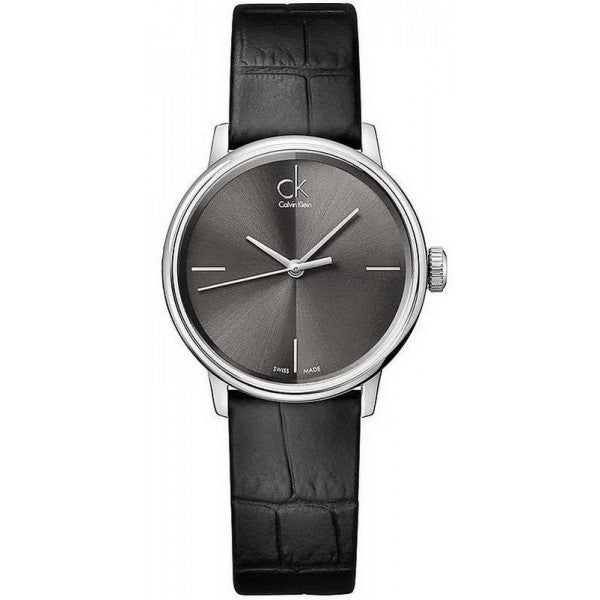 Calvin Klein Accent Black Dial Black Leather Strap Watch for Women - K2Y2Y1C3