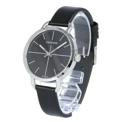 Calvin Klein Even Black Dial Black Leather Strap Watch for Women - K7B231CZ