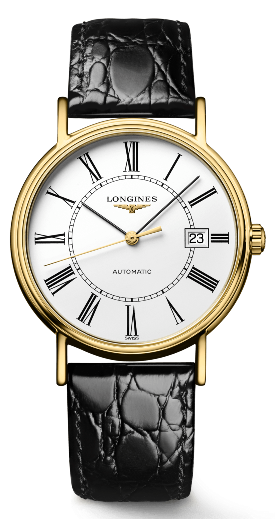 Longines Presence 25.5mm Automatic White Dial Black Leather Strap Watch for Women - L4.921.2.11.2