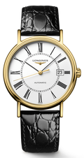 Longines Presence 25.5mm Automatic White Dial Black Leather Strap Watch for Women - L4.921.2.11.2