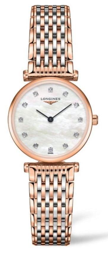 Longines La Grande Classique De Longines Diamonds Mother of Pearl Dial Two Tone Mesh Bracelet Watch for Women - L4.209.1.97.7