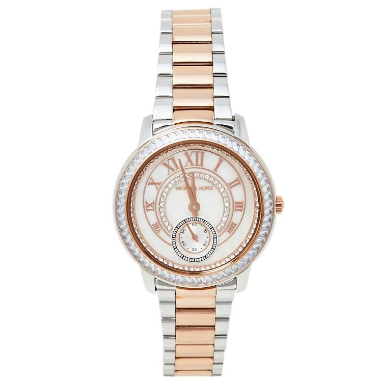 Michael Kors Madelyn Silver Dial Two Tone Steel Strap Watch for Women - MK6288