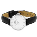 Daniel Wellington Classic Petite Sheffield White Dial Black Leather Strap Watch For Women - DW00100242