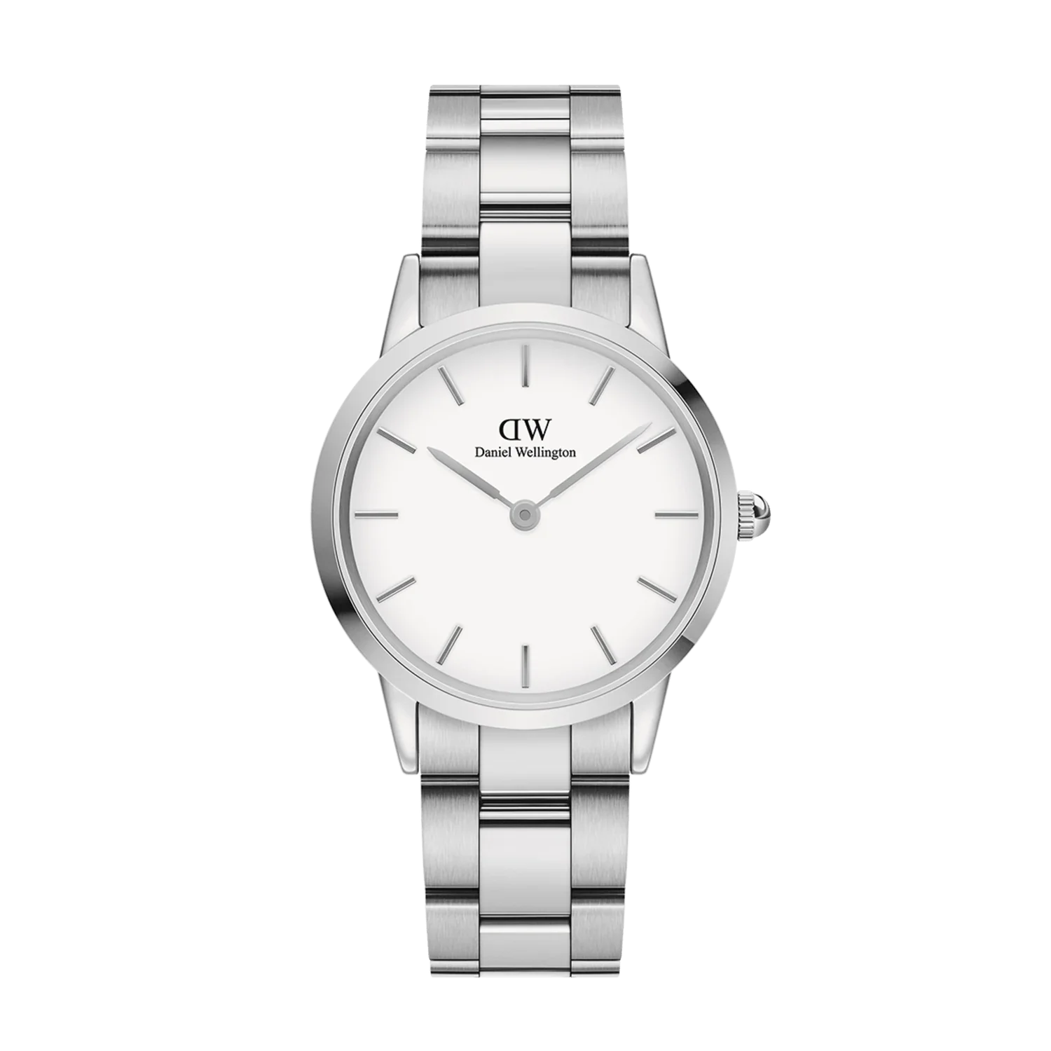 Daniel Wellington Iconic Link White Dial Silver Steel Strap Watch For Women - DW00100205