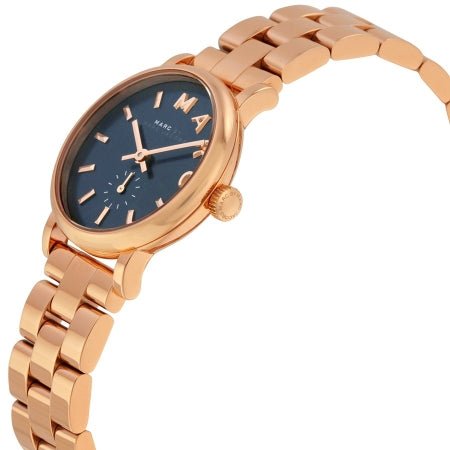 Marc Jacobs Baker Blue Dial Rose Gold Steel Strap Watch for Women - MBM3330