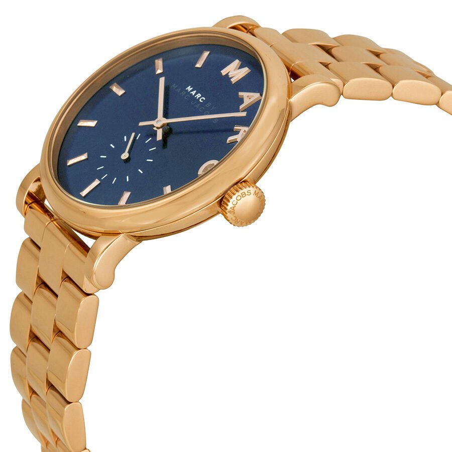 Marc Jacobs Baker Blue Dial Rose Gold Steel Strap Watch for Women - MBM3330