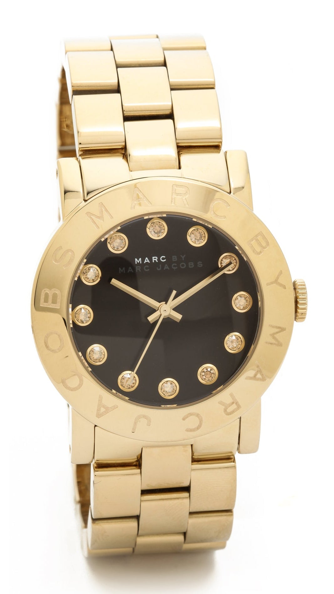 Marc Jacobs Amy Black Dial Gold Steel Strap Watch for Women - MBM3336