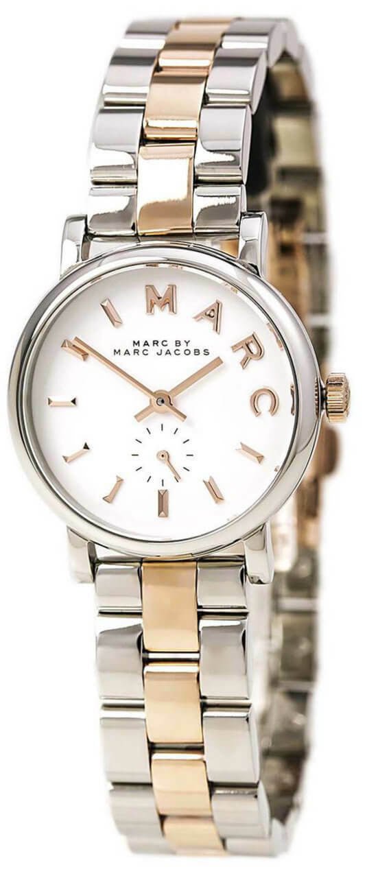Marc Jacobs Baker White Dial Two Tone Steel Strap Watch for Women - MBM3331