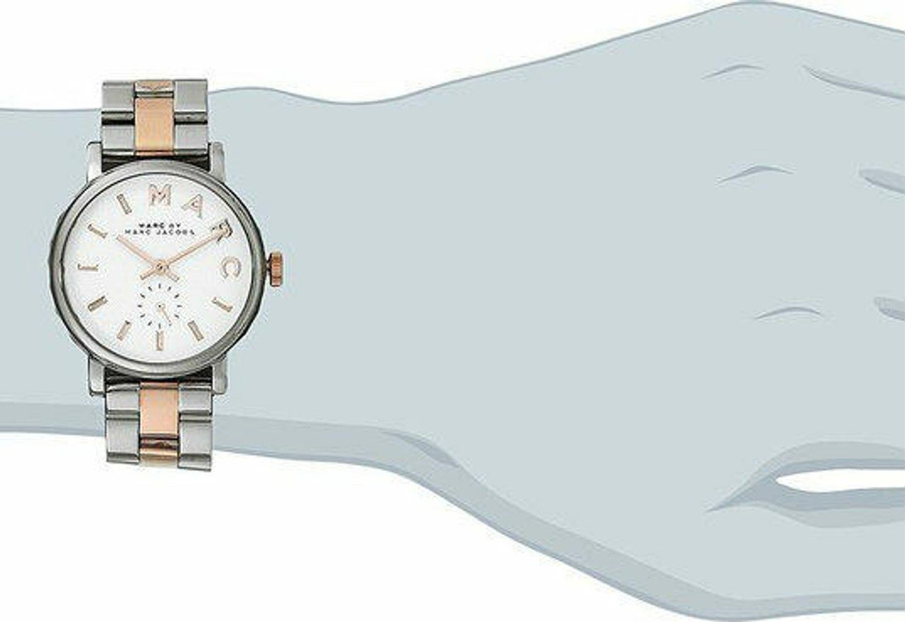 Marc Jacobs Baker White Dial Two Tone Steel Strap Watch for Women - MBM3331