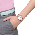 Marc Jacobs Baker White Dial Rose Gold Steel Strap Watch for Women - MBM3244
