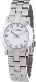 Marc Jacobs Mini Amy White Dial Silver Steel Strap Watch for Women - MBM3055
