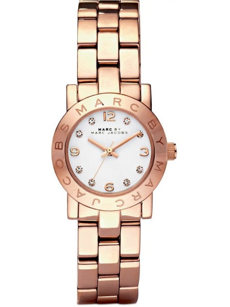 Marc Jacobs Mini Amy White Dial Rose Gold Steel Strap Watch for Women - MBM3078