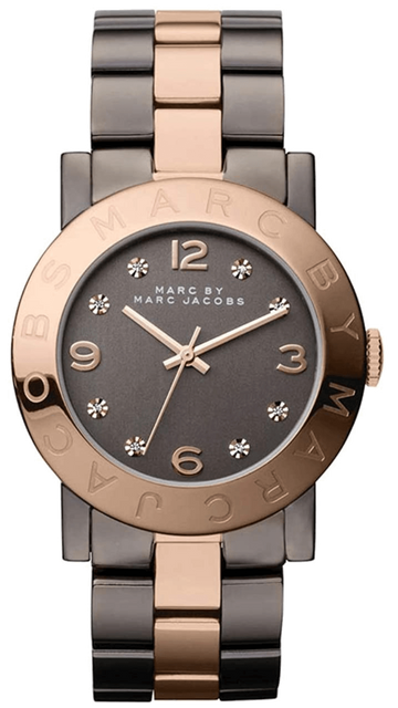 Marc Jacobs Amy Grey Dial Two Tone Steel Strap Watch for Women - MBM3195