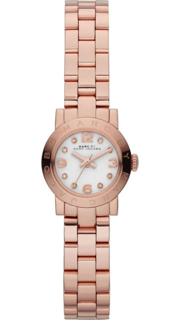 Marc Jacobs Amy White Dial Rose Gold Steel Strap Watch for Women - MBM3227
