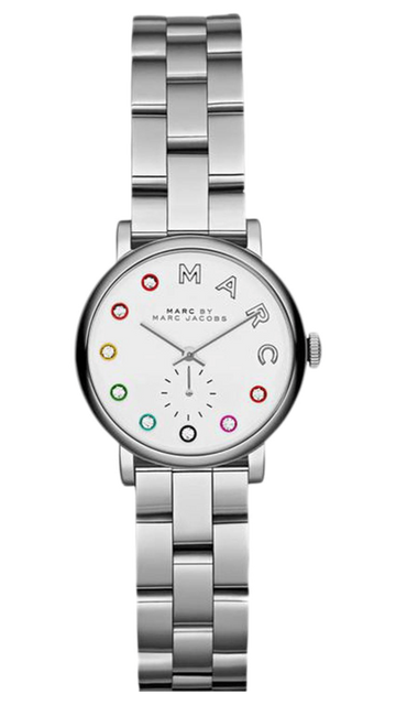 Marc Jacobs Baker Dexter White Dial Silver Steel Strap Watch for Women - MBM3423