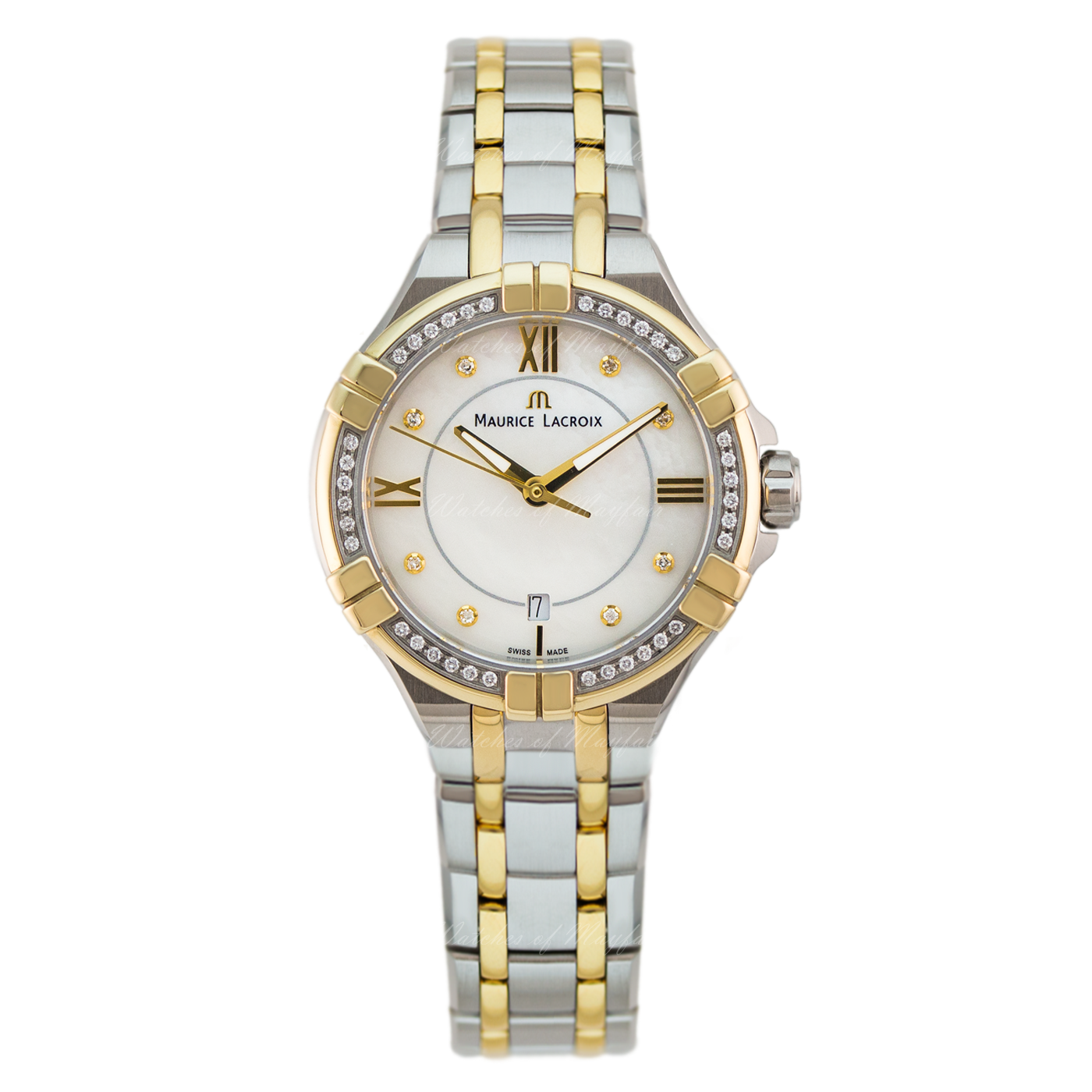 Maurice Lacroix Aikon Diamonds Mother of Pearl Dial Two Tone Steel Strap Watch for Women - A11006-DY503-171-1