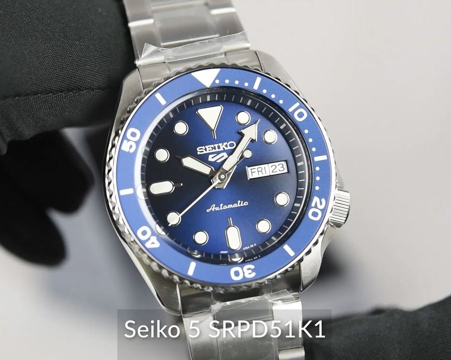 Seiko 5 Sports Automatic Analog Blue Dial Silver Steel Strap Watch For Men - SRPD51K1