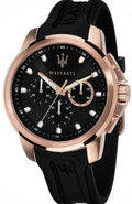 Maserati SFIDA Chronograph Black Dial Black Rubber Strap Watch For Men - R851123008