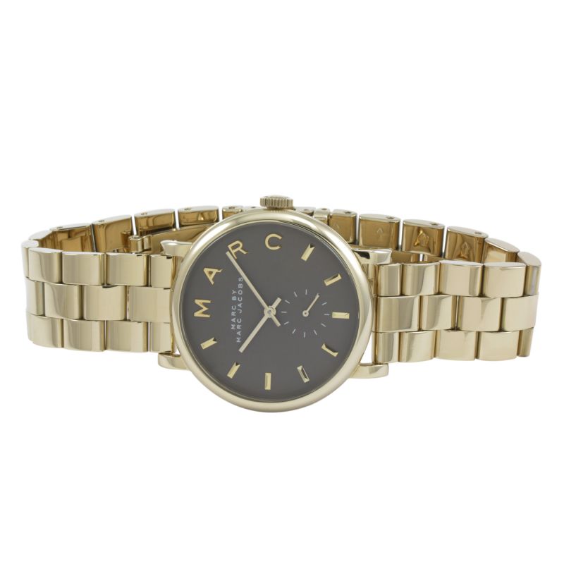 Marc Jacobs Baker Grey Dial Gold Steel Strap Watch for Women - MBM3281