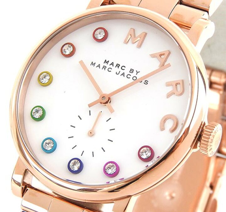 Marc Jacobs Baker White Dial Rose Gold Steel Strap Watch for Women - MBM3441