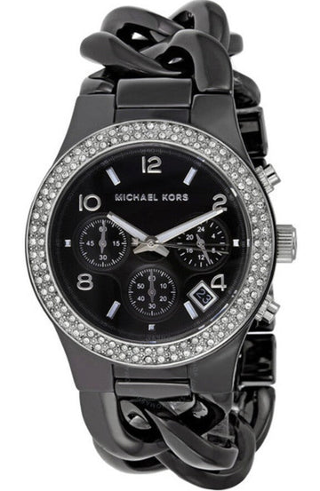 Michael Kors Ceramic Black Dial Black Steel Strap Watch for Women - MK5388