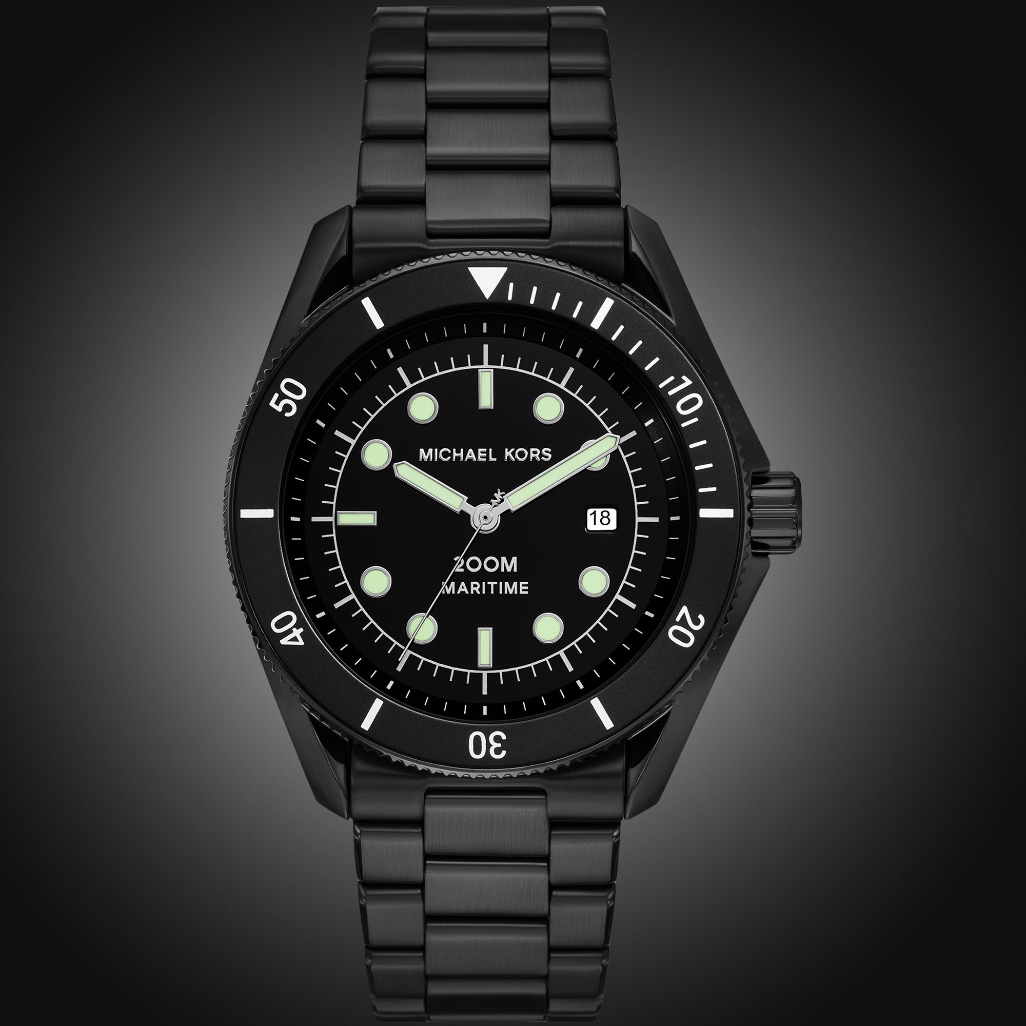 Michael Kors Maritime Three Hand Black Dial Black Steel Strap Watch for Men - MK9181