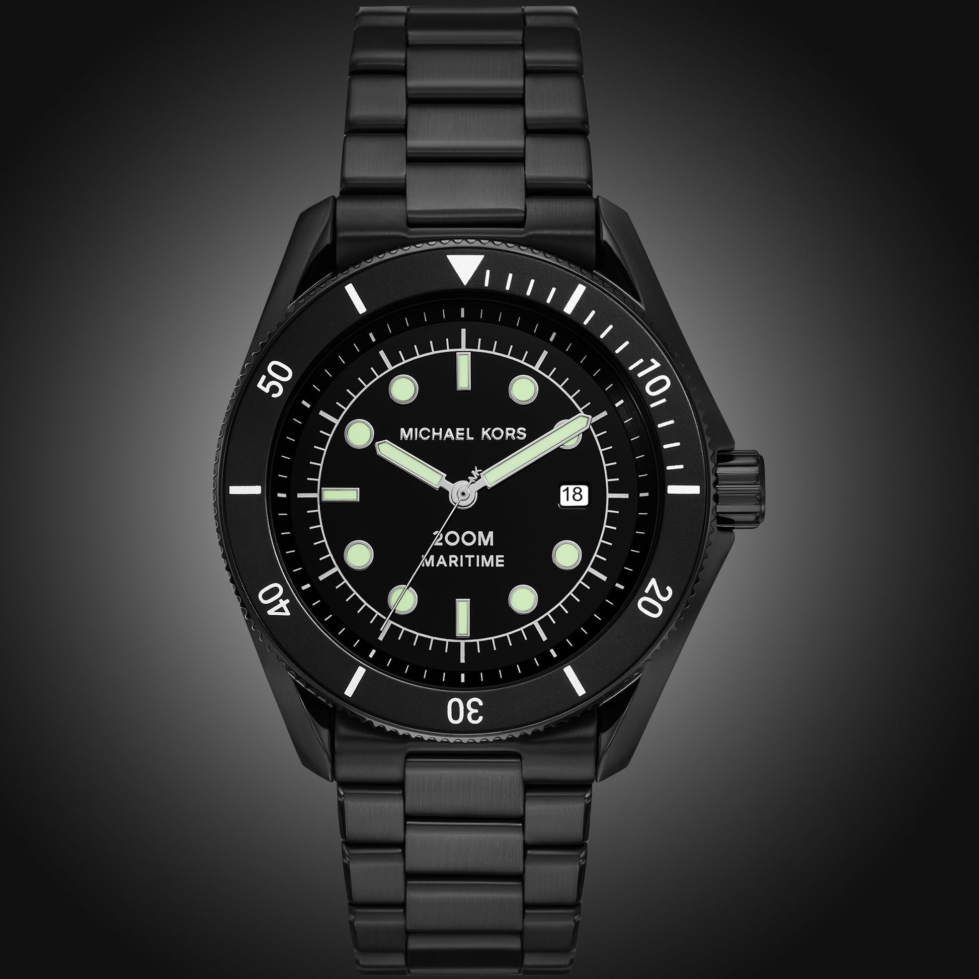 Michael Kors Maritime Three Hand Black Dial Black Steel Strap Watch for Men - MK9181