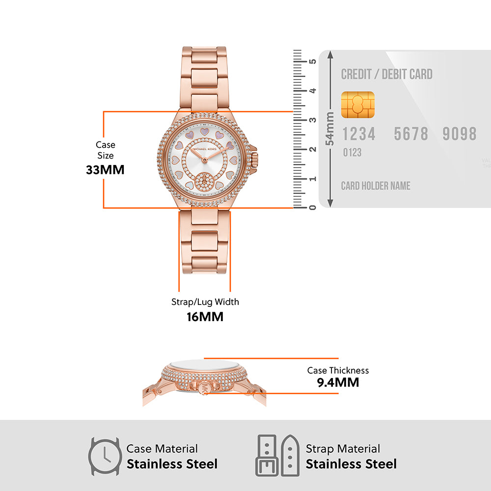 Michael Kors Camille Multifunction White Dial Rose Gold Steel Strap Watch For Women - MK4700