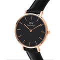 Daniel Wellington Classic Petite Sheffield Black Dial Black Leather Strap Watch For Women - DW00100224