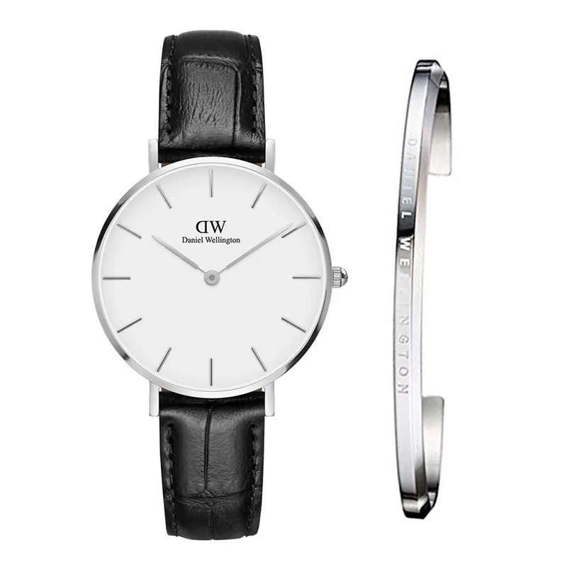 Daniel Wellington Classic Petite Reading White Dial Black Leather Strap Watch For Women - DW00100185