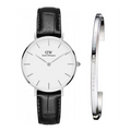 Daniel Wellington Classic Petite Reading White Dial Black Leather Strap Watch For Women - DW00100185