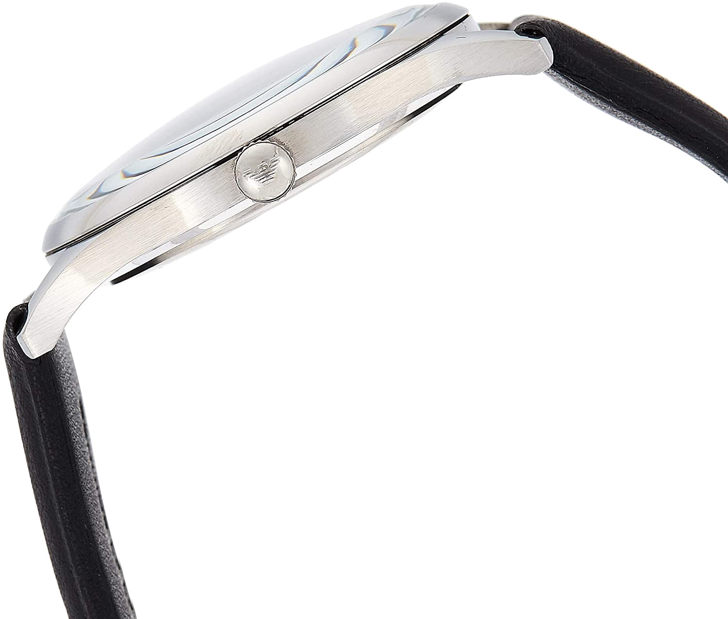 Emporio Armani Lambda Classic Quartz Black Dial Black Leather Strap Watch For Men - AR11020