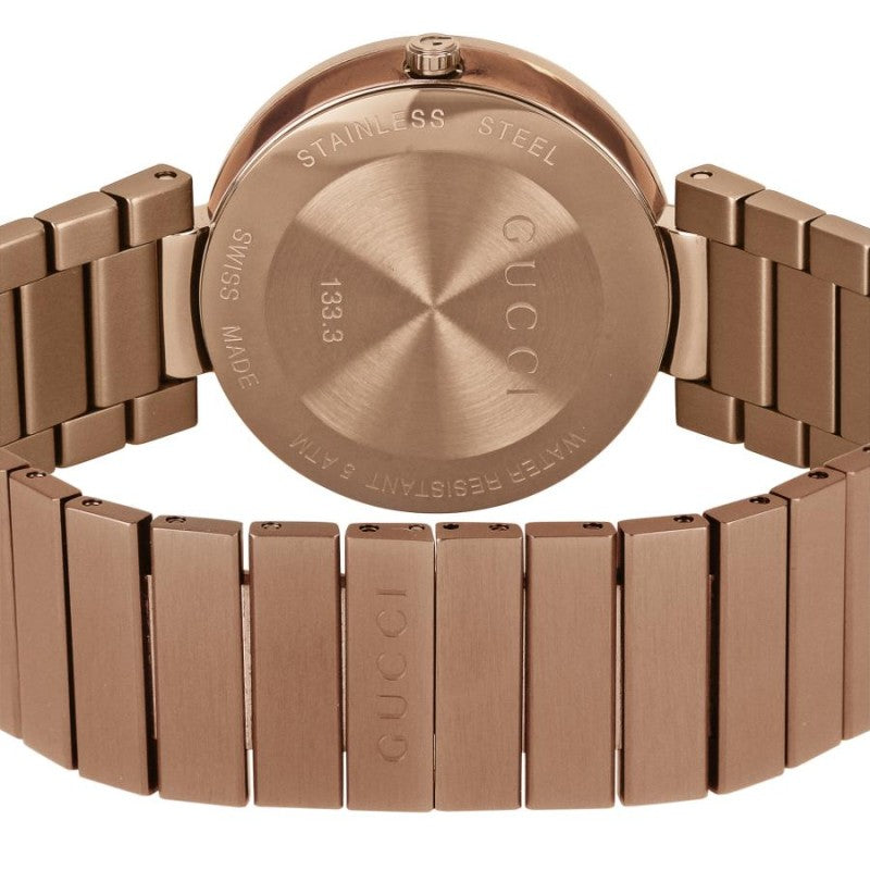 Gucci Interlocking G Quartz Brown Dial Brown Steel Strap Watch for Women - YA133317