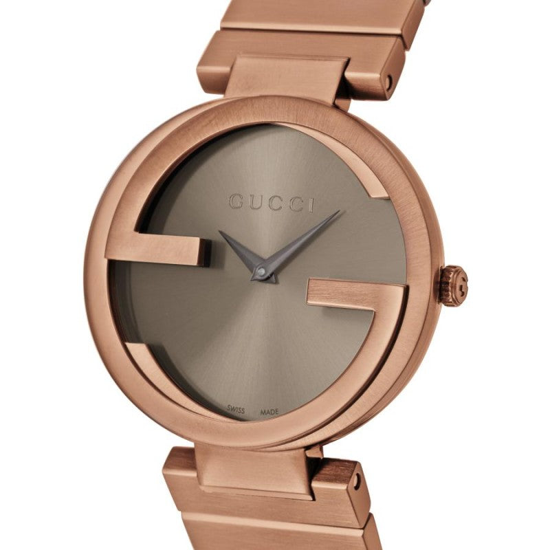 Gucci Interlocking G Quartz Brown Dial Brown Steel Strap Watch for Women - YA133317