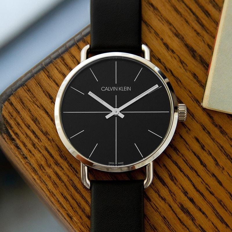 Calvin Klein Even Black Dial Black Leather Strap Watch for Women - K7B231CZ