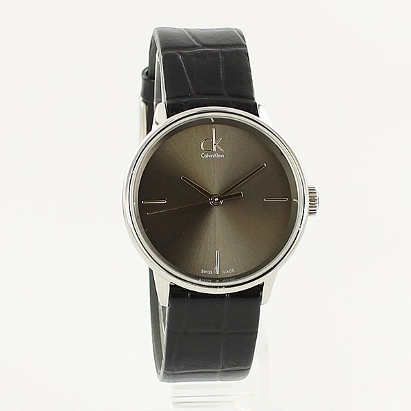 Calvin Klein Accent Black Dial Black Leather Strap Watch for Women - K2Y2Y1C3