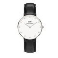 Daniel Wellington Classy Sheffield White Dial Black Leather Strap Watch For Women - DW00100080