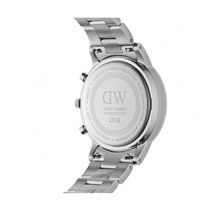Daniel Wellington Iconic Chronograph Link Black Dial Silver Steel Strap Watch For Men - DW00100645
