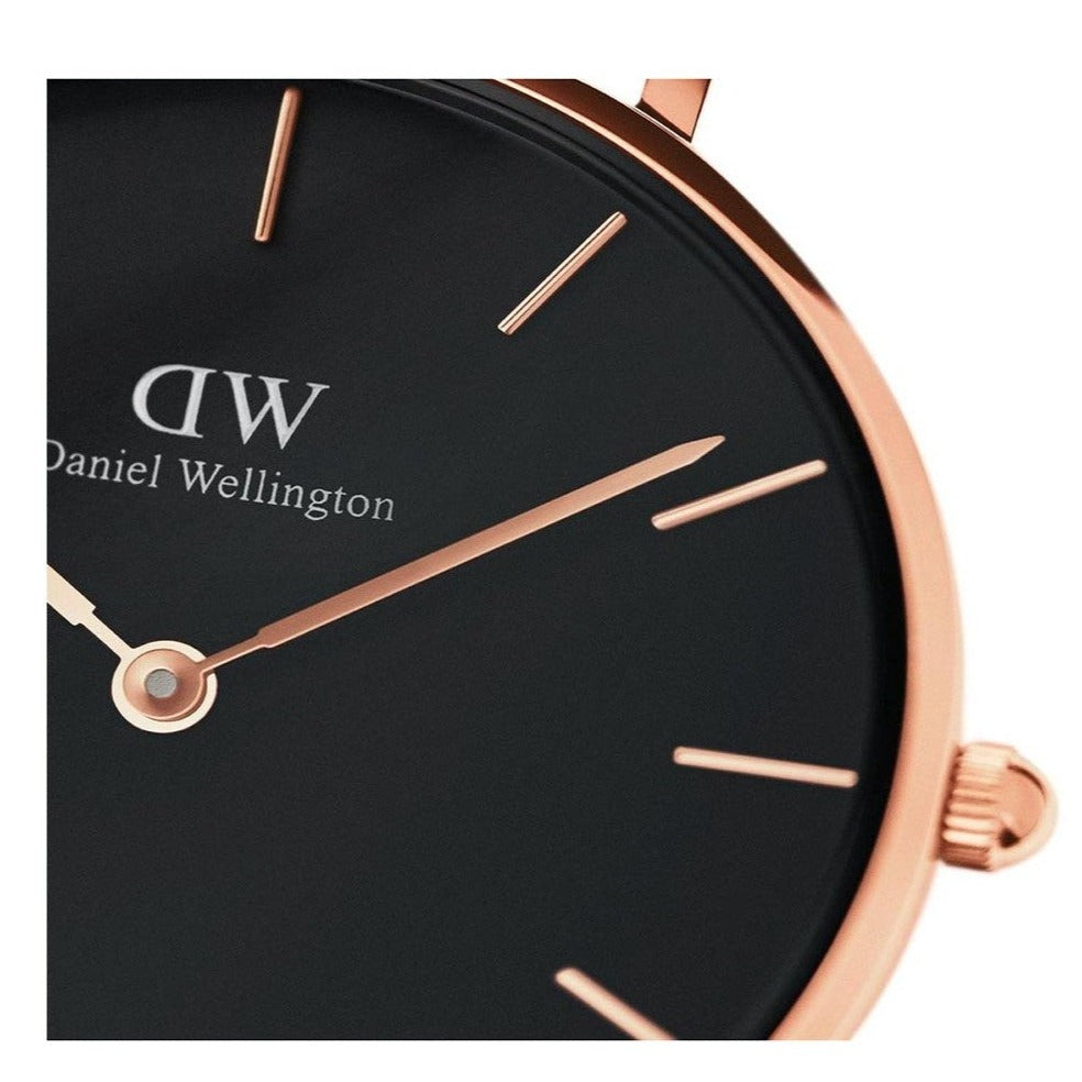 Daniel Wellington Classic Petite Reading Black Dial Black Leather Strap Watch For Women - DW00100167