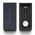 Daniel Wellington Classic Petite Reading White Dial Black Leather Strap Watch For Women - DW00100185