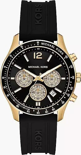 Michael Kors Berkley Chronograph Black Dial Black Rubber Strap Watch for Men - MKO1038