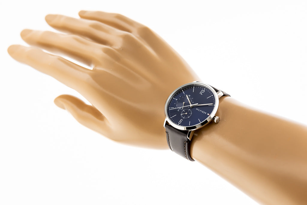 Tommy Hilfiger Cooper Blue Dial Brown Leather Strap Watch for Men - 1791508