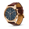 Daniel Wellington Iconic Chronograph Blue Dial Brown Leather Strap Watch For Men - DW00100639