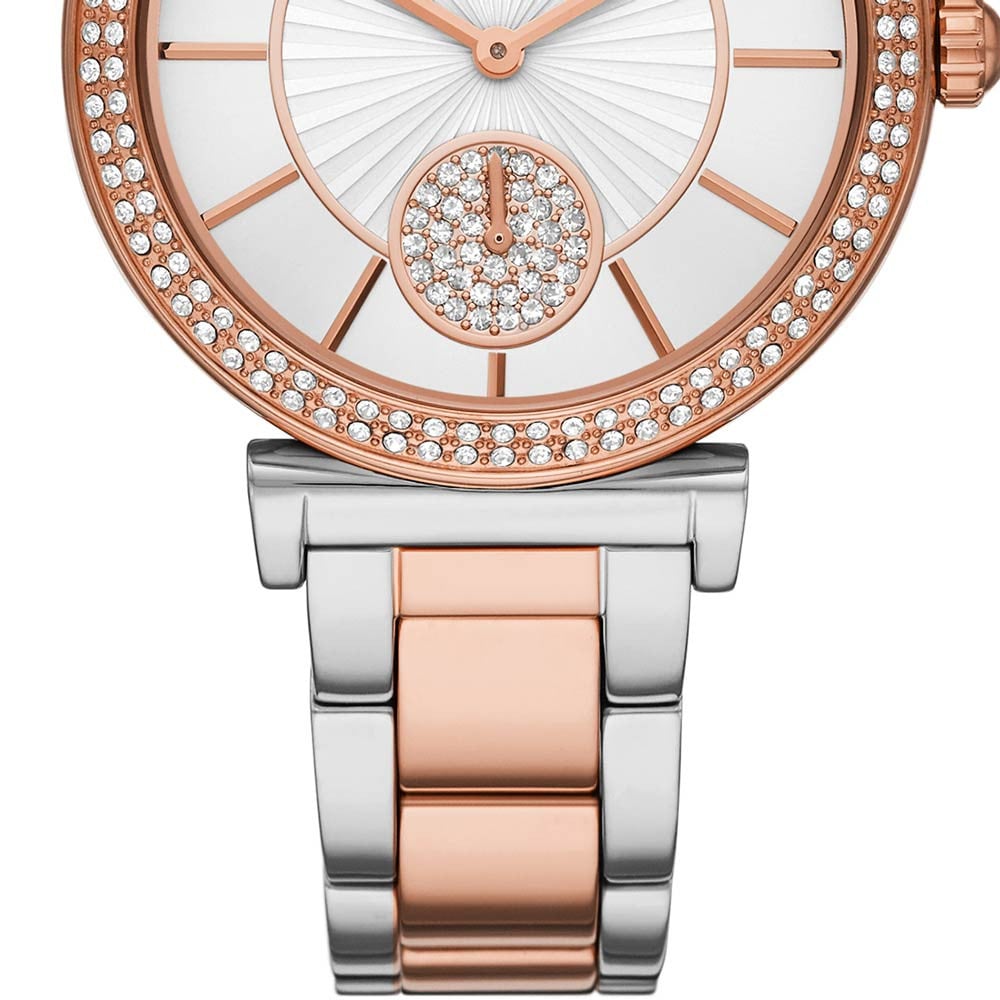 Michael Kors Abbey Three-Hand White Dial Two Tone Steel Strap Watch for Women - MK4616