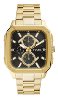 Fossil Inscription Multifunction Black Dial Gold Steel Strap Watch for Men - BQ2656