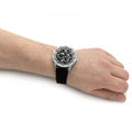 Emporio Armani Renato Chronograph Automatic Black Dial Black Leather Strap Watch For Men - AR60051