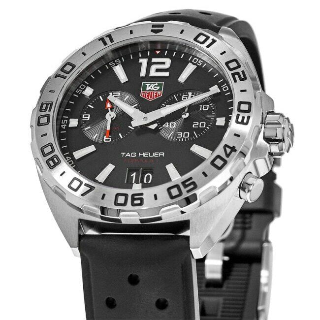 Tag Heuer Formula 1 Alarm Quartz Black Dial Black Rubber Strap Watch for Men - WAZ111A.FT8023