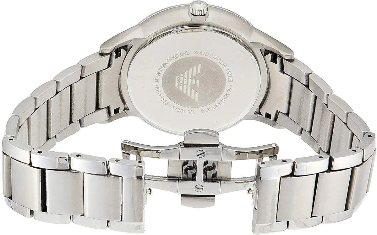 Emporio Armani Renato Quartz Black Dial Silver Steel Strap Watch For Men - AR11118