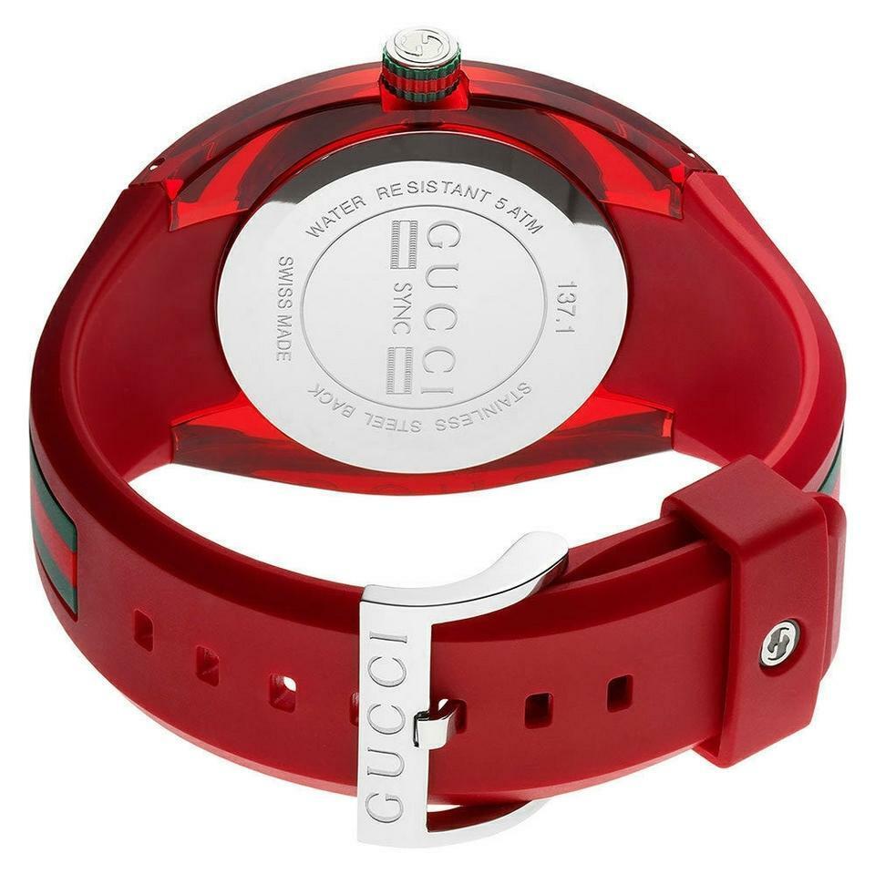 Gucci Sync XXL Quartz Red Dial Red Rubber Strap Unisex Watch - YA137103
