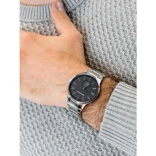 Emporio Armani Renato Quartz Black Dial Silver Steel Strap Watch For Men - AR11118
